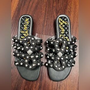 Sam Edelman Beatrice Black Studded Slide Sandals size 8.5